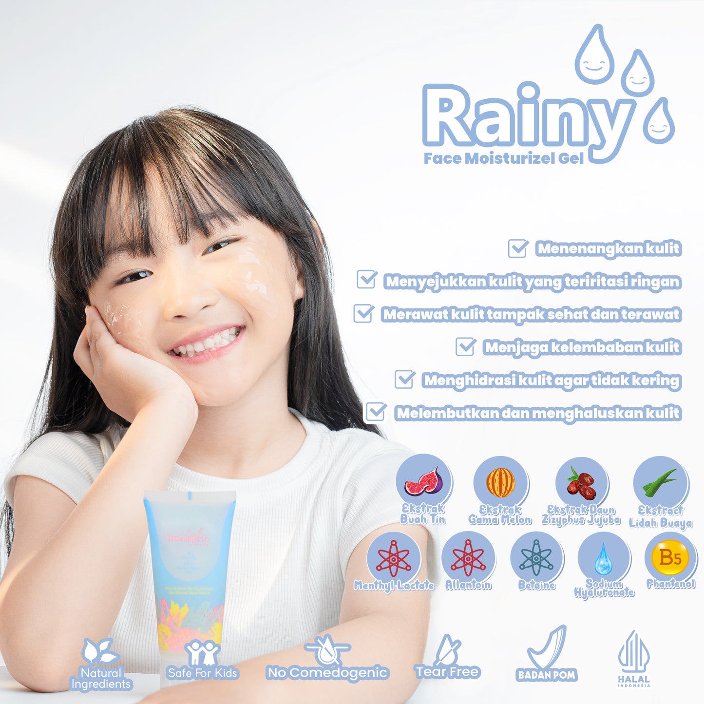 Transishe by d'odette - RAINY Face Moisturizer, 60ml | Skincare Anak Pelembab Wajah