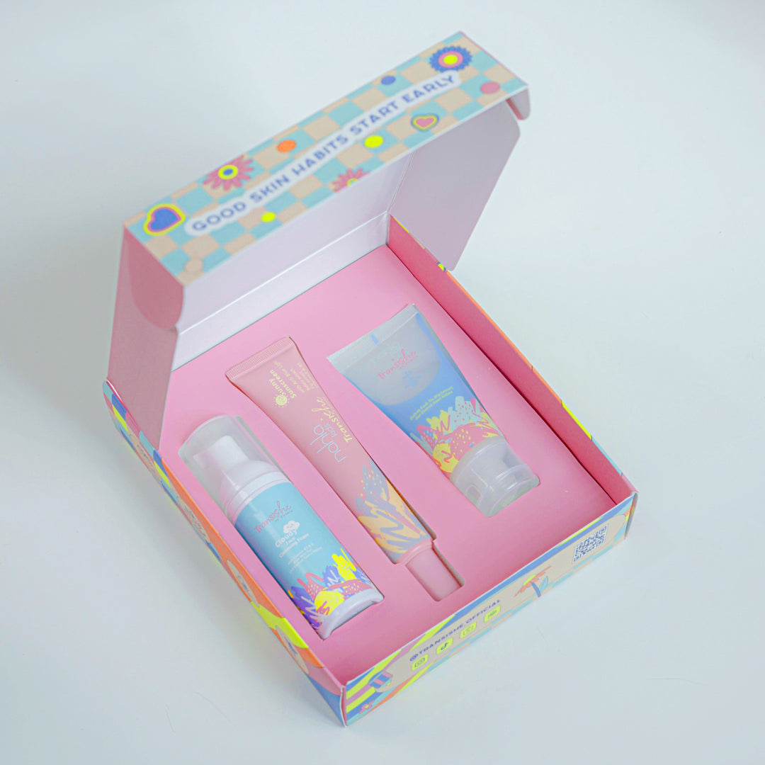 Transishe by d'odette - My First Basic Skincare Package | Skincare Anak, Skincare Remaja, Facial Wash Anak, Moisturizer Anak, Sunscreen Anak SPF 30